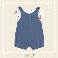 Back view of Mayoral baby girl overalls showing the high-quality tailoring and durable cotton-blend construction | Canada