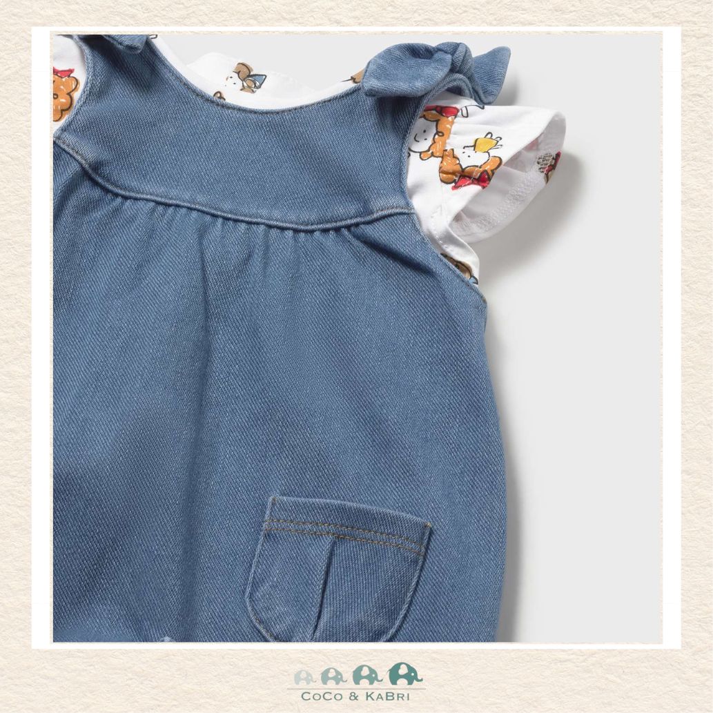 Close-up of Mayoral fabric showing the delicate ruffle accents and premium soft-stretch cotton texture | Canada
