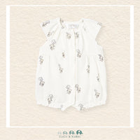 Front view of Mayoral baby girl teddy romper featuring a soft-stretch cotton blend for sizes 0-18M | Canada