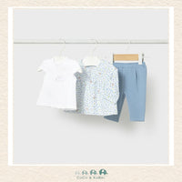 Mayoral Baby Girl Three-Piece Outfit on infant showing the coordinated sweatshirt, tee, and flexible trousers | Canada