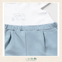 Mayoral: Baby Girl Three White Tshirt with Cat and blue leggings CoCo & KaBri Children's Boutique, Brooks Alberta Canada