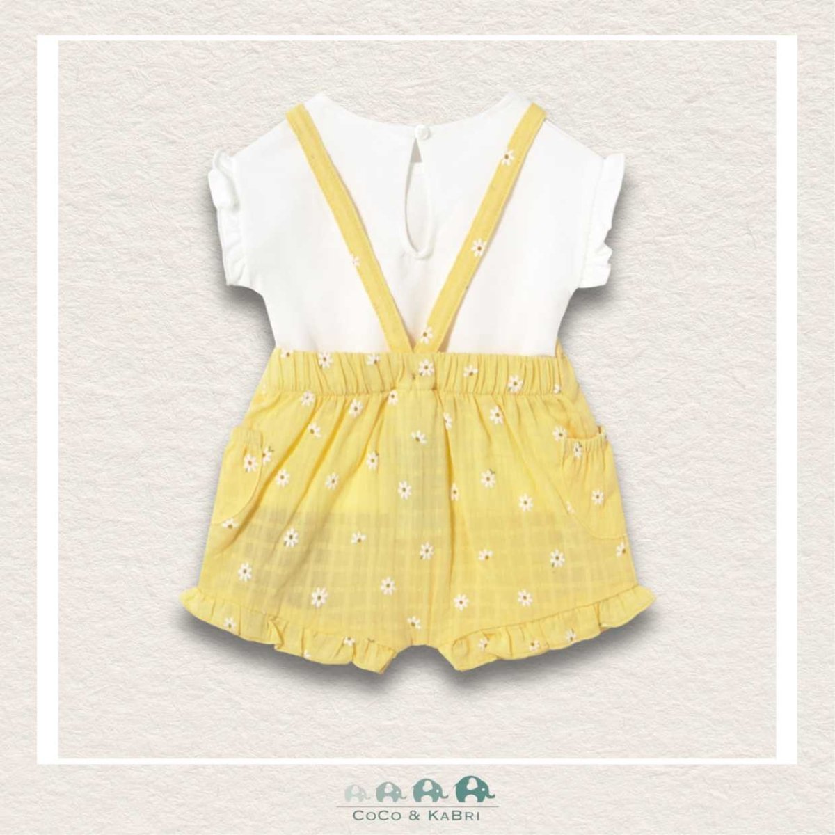 Mayoral Baby Girl White Tshirt & Yellow Overall Set, CoCo & KaBri Children's Boutique