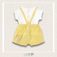 Mayoral Baby Girl White Tshirt & Yellow Overall Set, CoCo & KaBri Children's Boutique