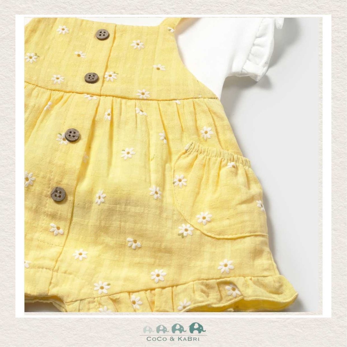 Mayoral Baby Girl White Tshirt & Yellow Overall Set, CoCo & KaBri Children's Boutique