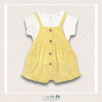 Mayoral Baby Girl White Tshirt & Yellow Overall Set, CoCo & KaBri Children's Boutique