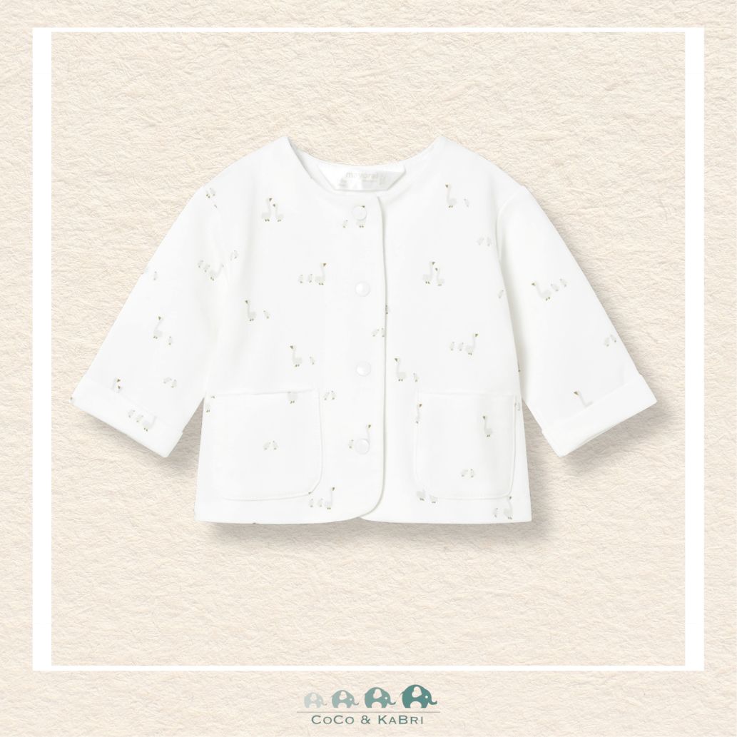 Front view of Mayoral baby neutral layering set featuring a gray sweatshirt and white short-sleeve tee for sizes 0-18M | Canada