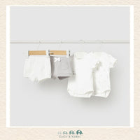 Front view of Mayoral baby unisex 4-piece set featuring versatile mix-and-match tops and bottoms for sizes 0-12M | Canada