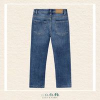 Back view of Mayoral boys dark denim pants showing the high-quality tailoring and durable reinforced construction | Canada