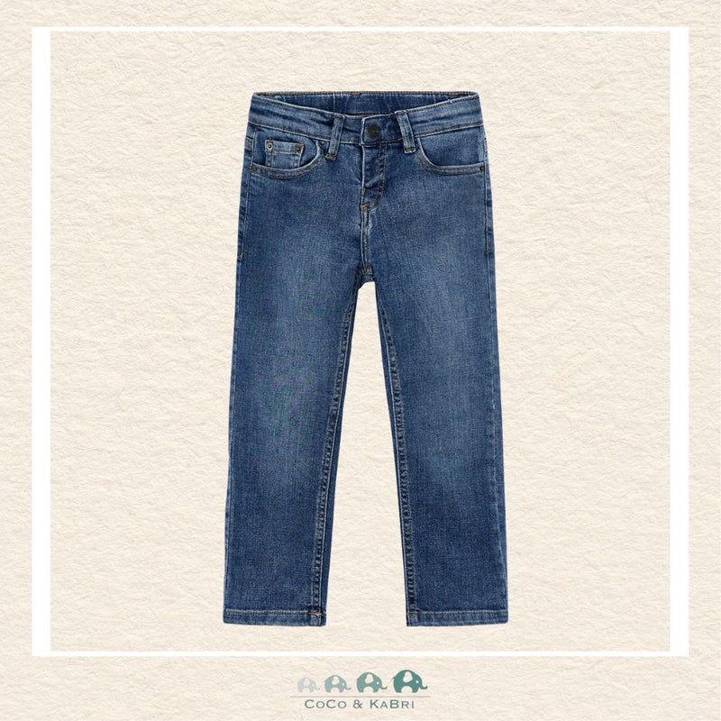 Front view of Mayoral boys slim fit jeans featuring a durable cotton-stretch multi-blend for sizes 2-10 | Canada