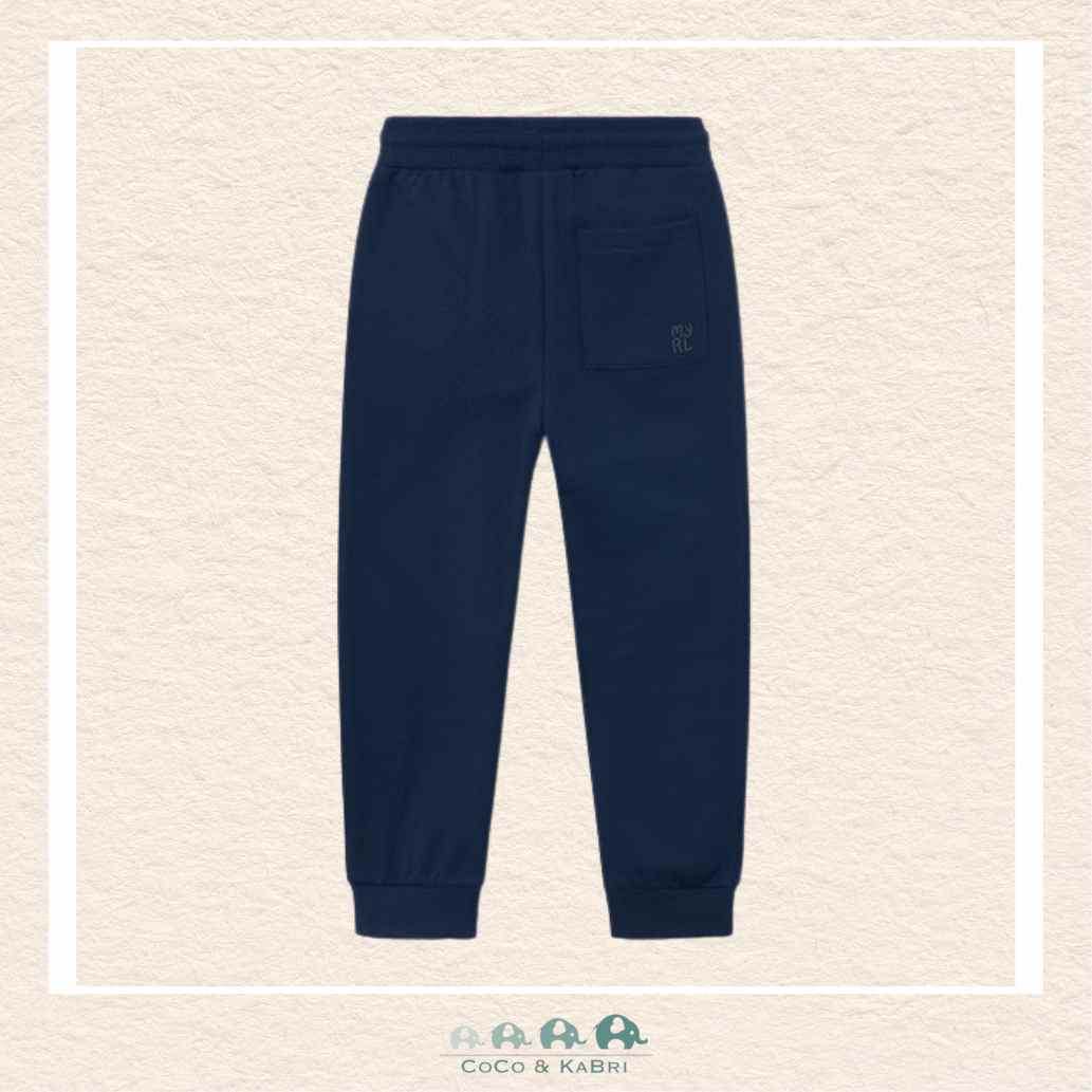 Mayoral Boys: Basic Cuffed Fleece Pants - Blue, CoCo & KaBri Children's Boutique, Brooks Alberta Canada