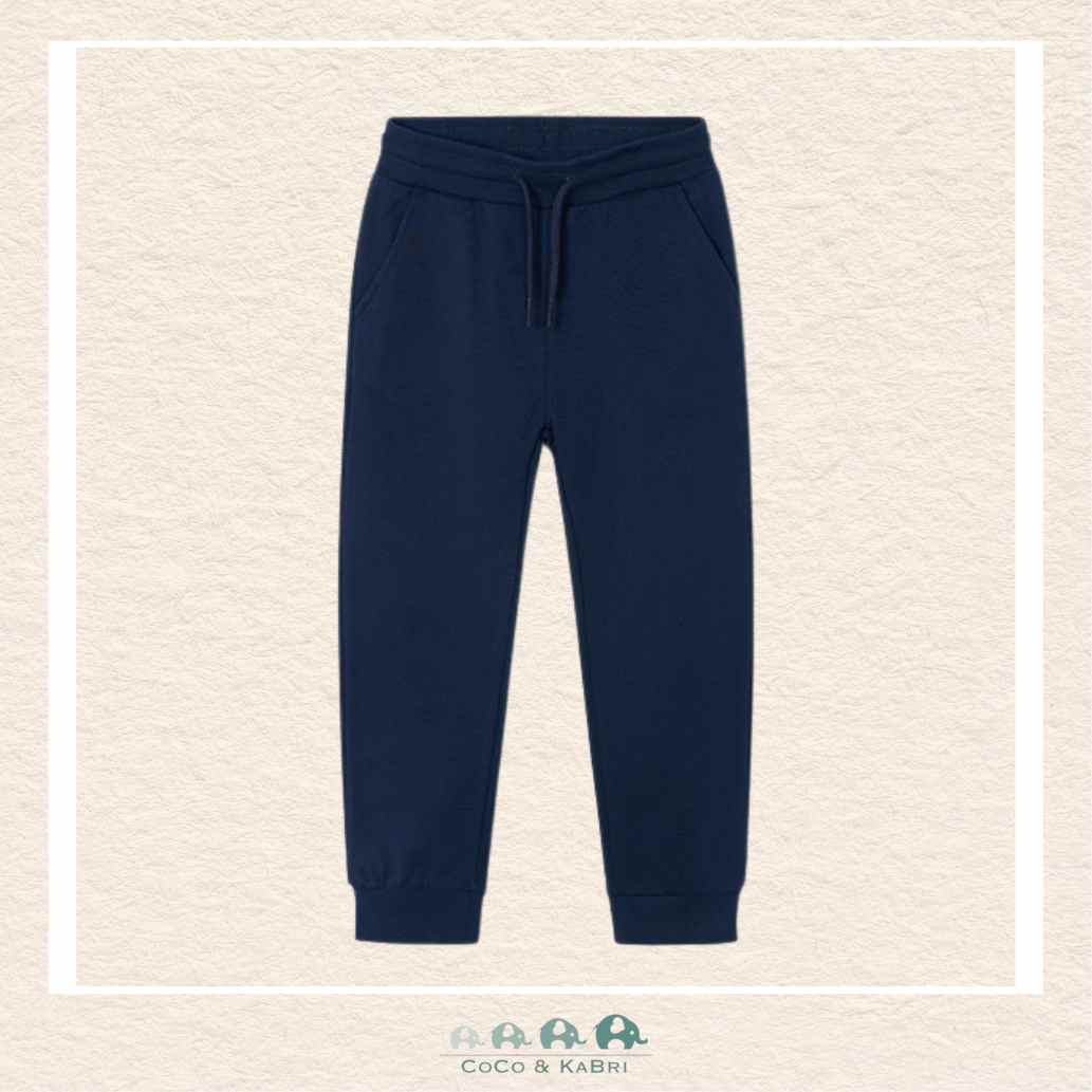 Mayoral Boys: Basic Cuffed Fleece Pants - Blue, CoCo & KaBri Children's Boutique, Brooks Alberta Canada