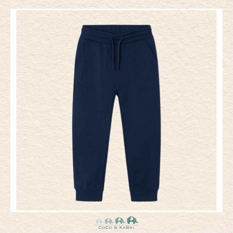 Mayoral Boys: Basic Cuffed Fleece Pants - Blue, CoCo & KaBri Children's Boutique, Brooks Alberta Canada