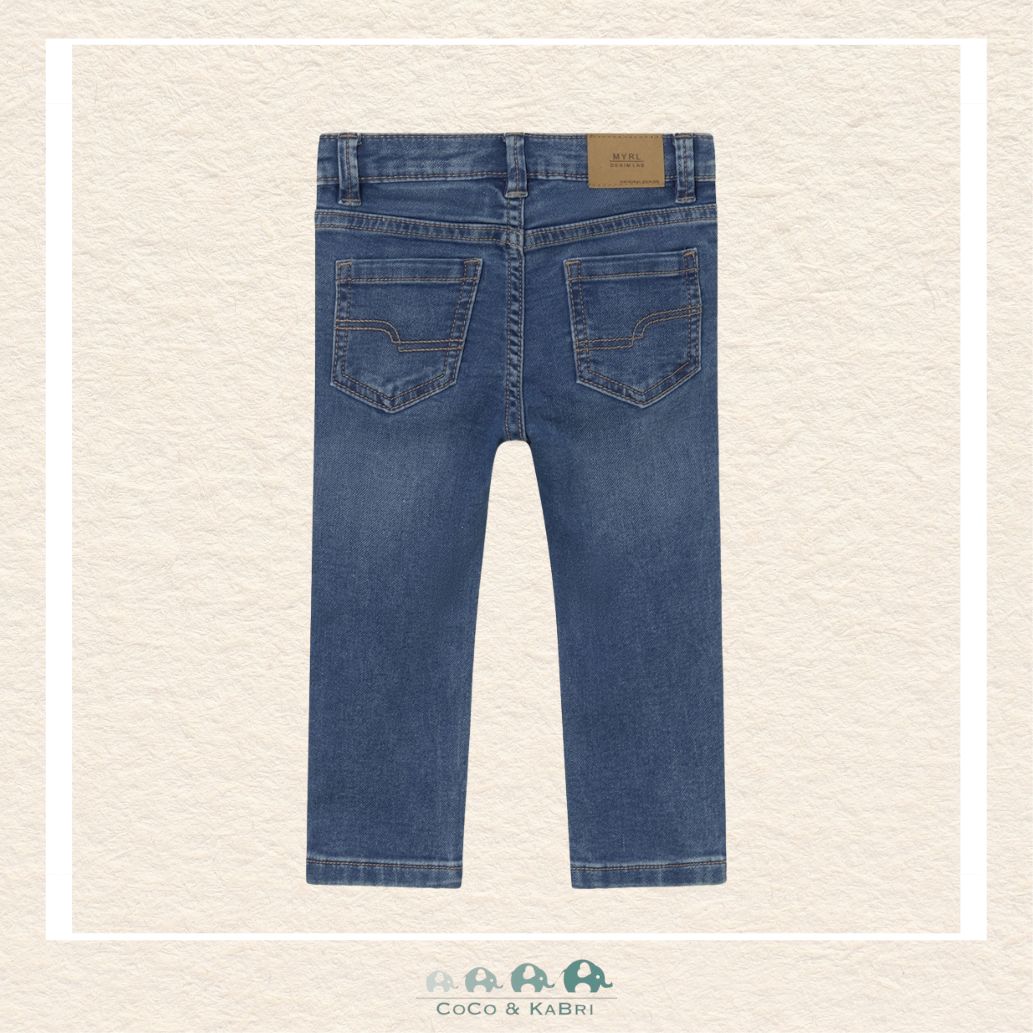 Back view of Mayoral boys jeans showing the reinforced stitching and high-quality construction for active play | Canada