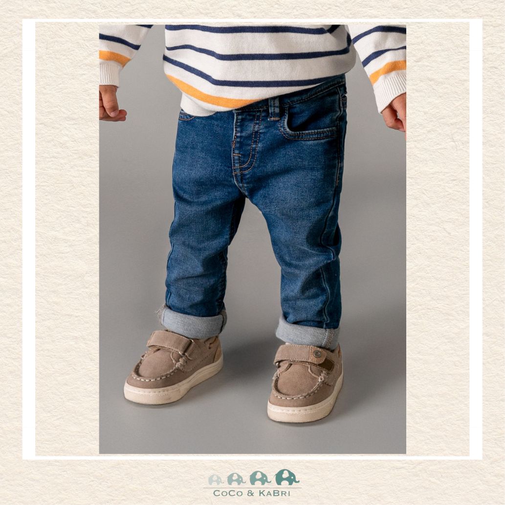 Mayoral Boys Denim Pants on toddler showing the flexible soft-stretch fit and classic explorer silhouette | Canada