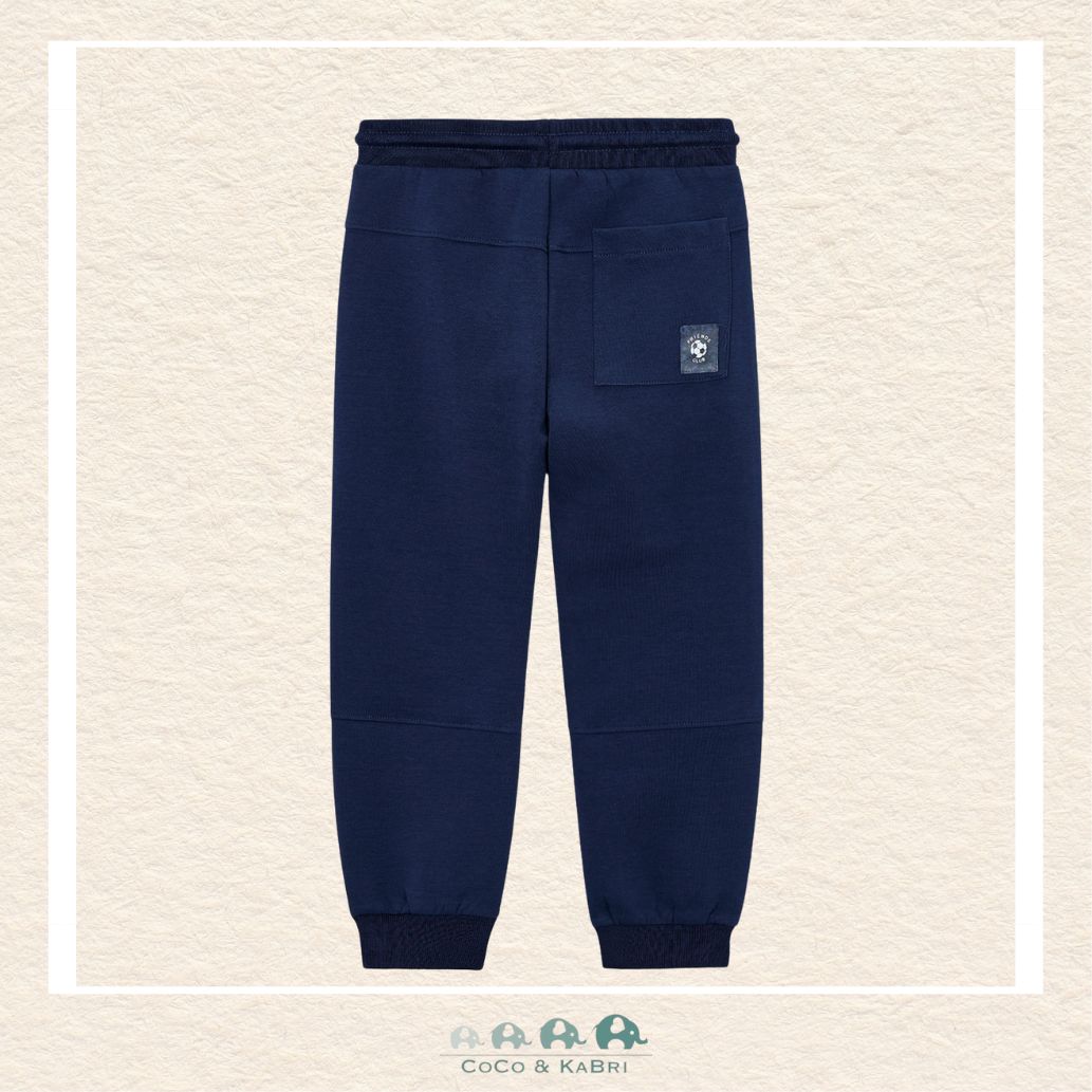 Back view of Mayoral boys navy jogging pants showing the high-quality stitching and durable finish | Canada