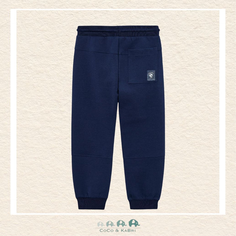 Back view of Mayoral boys navy jogging pants showing the high-quality stitching and durable finish | Canada