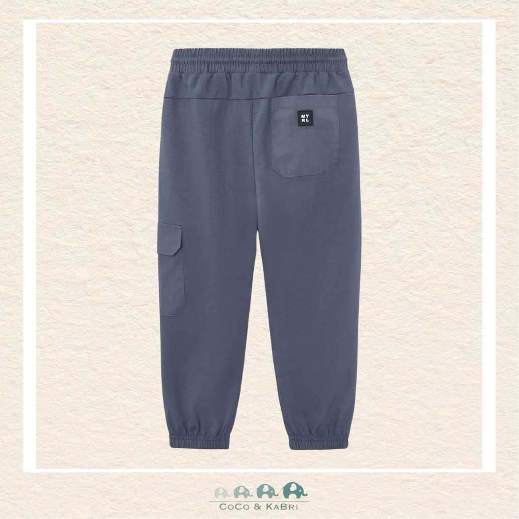 Close-up of Mayoral Lead Blue fabric showing the wrinkle-resistant texture and deep muted blue tone | Canada