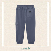 Close-up of Mayoral Lead Blue fabric showing the wrinkle-resistant texture and deep muted blue tone | Canada