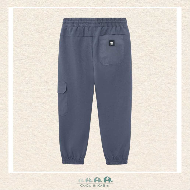 Close-up of Mayoral Lead Blue fabric showing the wrinkle-resistant texture and deep muted blue tone | Canada