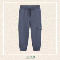 Front view of Mayoral boys trousers in Lead Blue featuring a durable cotton-polyester blend | Canada