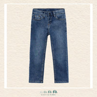 Front view of Mayoral boys regular fit jeans featuring a durable 98% cotton-stretch blend for sizes 2-10 | Canada
