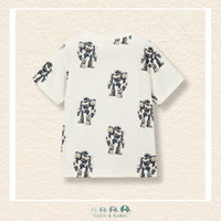 Back view of Mayoral boys short sleeve robot tee showing the durable construction and quality tailoring | Canada