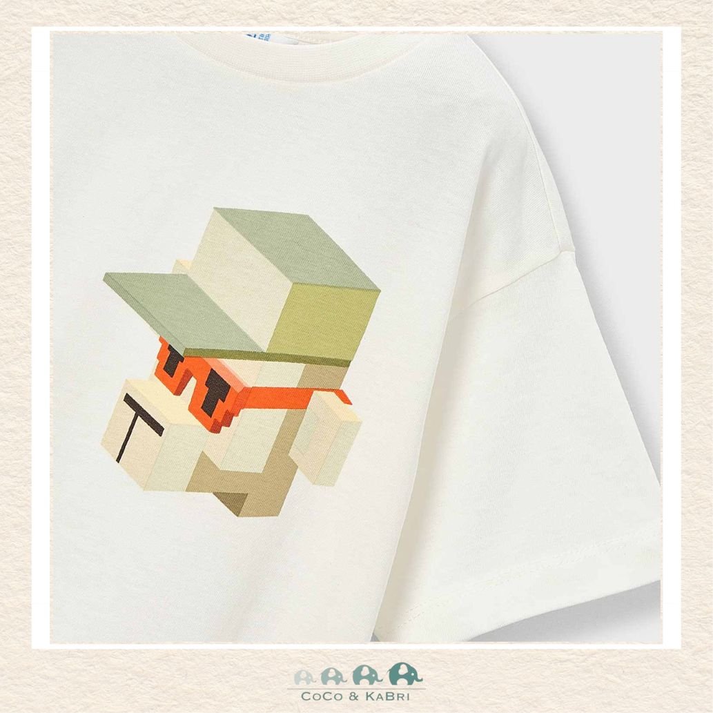 Close-up of Mayoral boys t-shirt showing the premium cotton texture and vibrant graphic detail | Canada