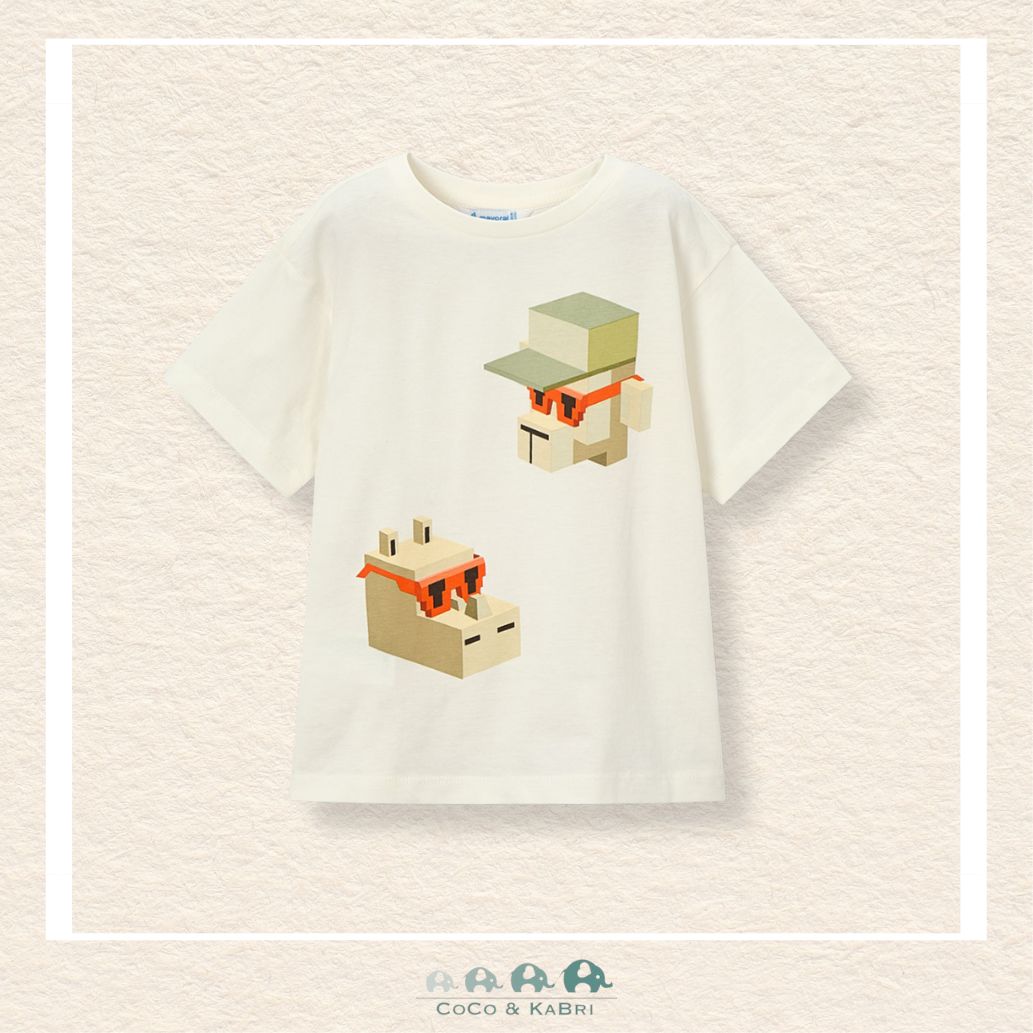 Front view of Mayoral boys graphic tee in soft 100% cotton for sizes 2-10 | Canada