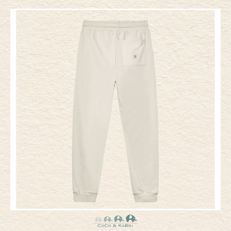 Back view of Mayoral youth joggers in cream showing the high-quality tailoring and durable soft-stretch construction | Canada