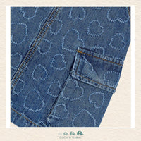 Close-up of Mayoral denim fabric showing the sweet heart pattern and soft cotton-lyocell texture | Canada