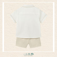 Back view of Mayoral boys shirt and shorts set showing the high-quality tailoring and durable natural fiber construction | Canada