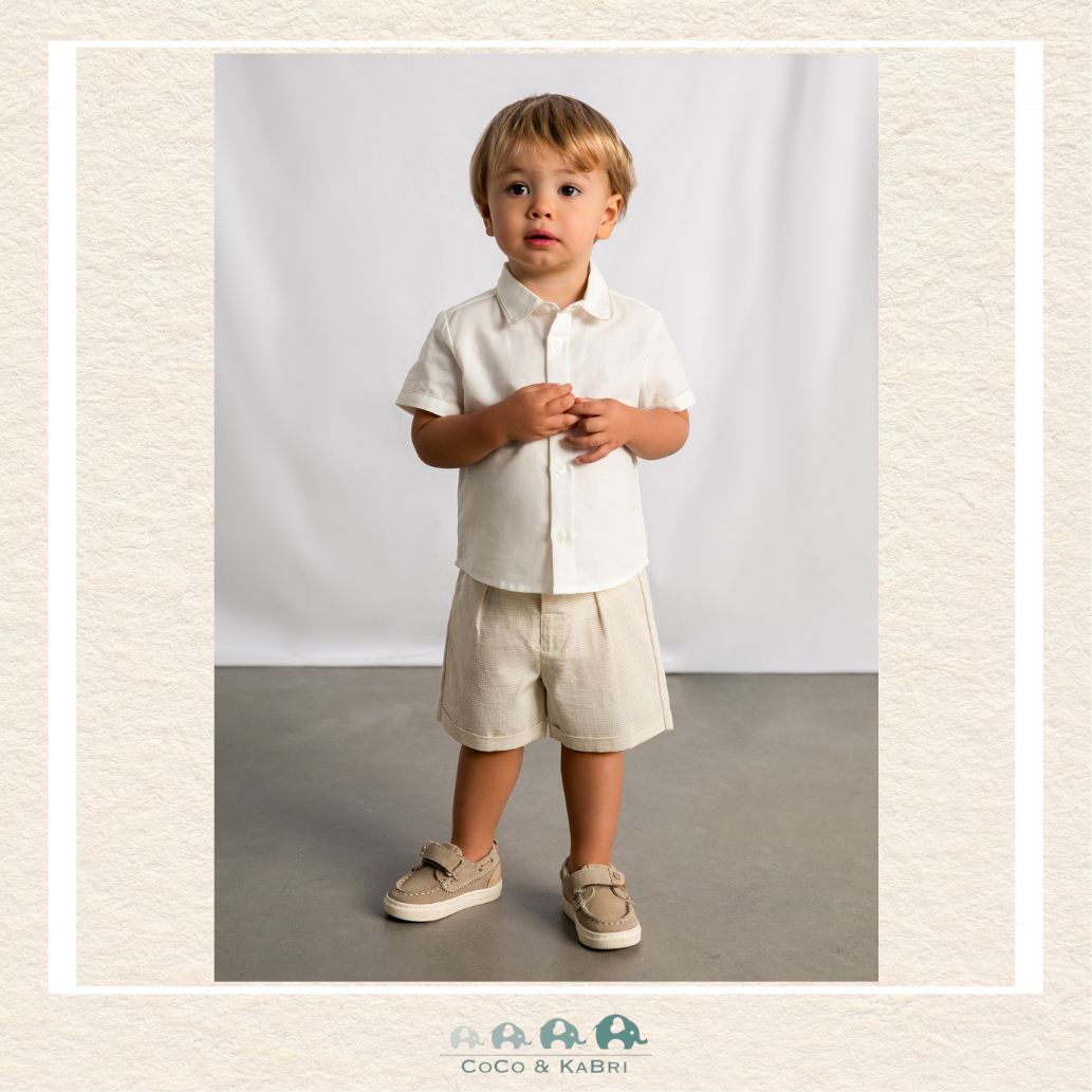 Mayoral Boys Linen-Blend Shirt and Shorts Set on toddler showing the polished smart-casual fit for summer celebrations | Canada