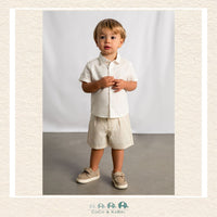 Mayoral Boys Linen-Blend Shirt and Shorts Set on toddler showing the polished smart-casual fit for summer celebrations | Canada