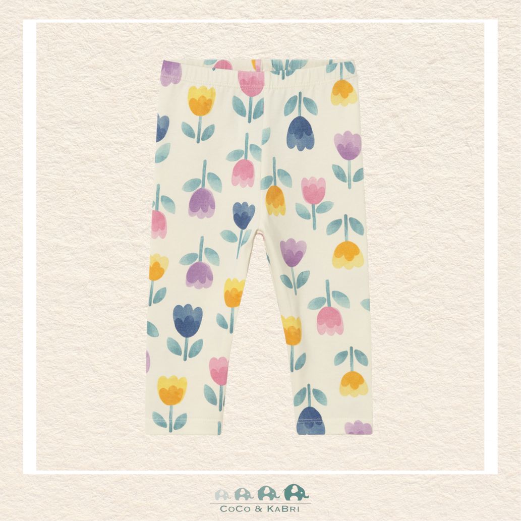 Front view of Mayoral girls floral leggings featuring a garden-inspired tulip design for sizes 6M-4 | Canada