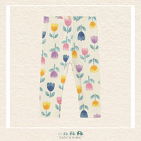 Front view of Mayoral girls floral leggings featuring a garden-inspired tulip design for sizes 6M-4 | Canada