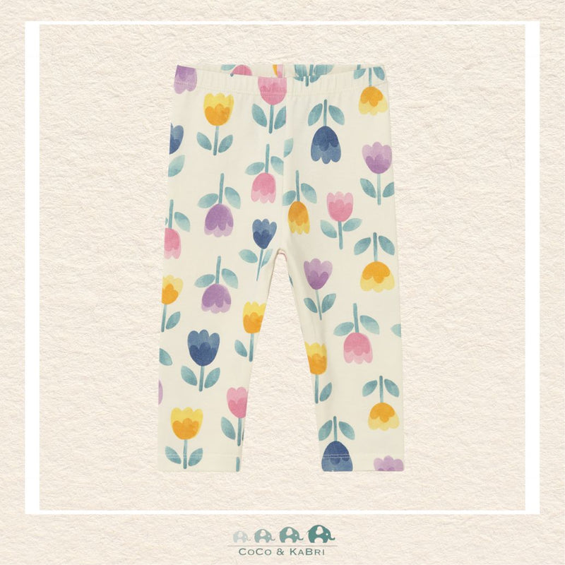Front view of Mayoral girls floral leggings featuring a garden-inspired tulip design for sizes 6M-4 | Canada