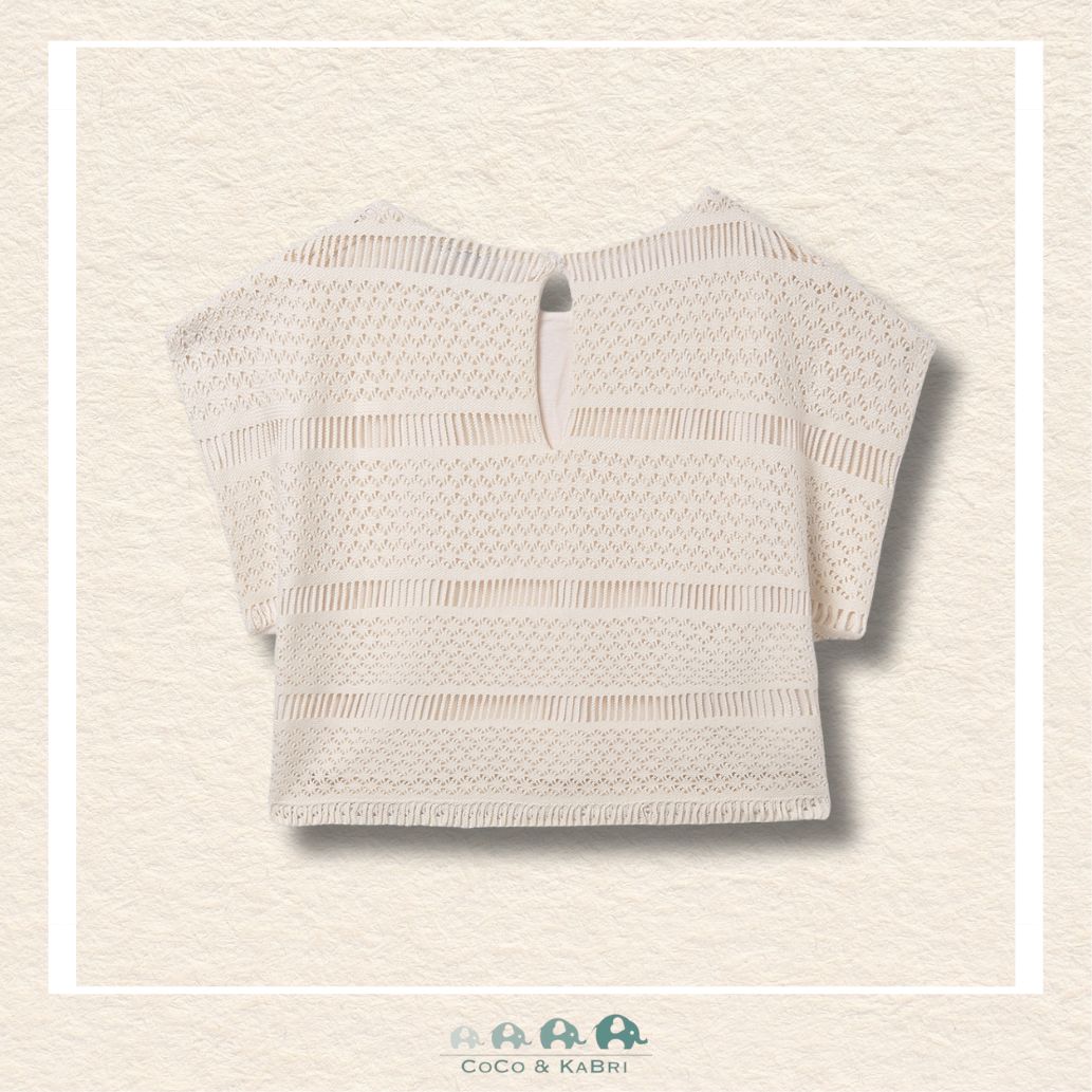 Back view of Mayoral Girl Crochet Style Top showing intricate crochet pattern and fit | Canada