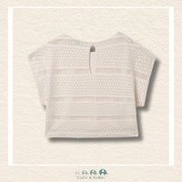 Back view of Mayoral Girl Crochet Style Top showing intricate crochet pattern and fit | Canada