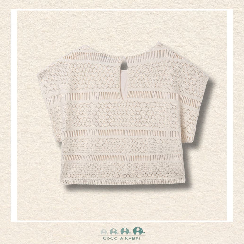 Back view of Mayoral Girl Crochet Style Top showing intricate crochet pattern and fit | Canada