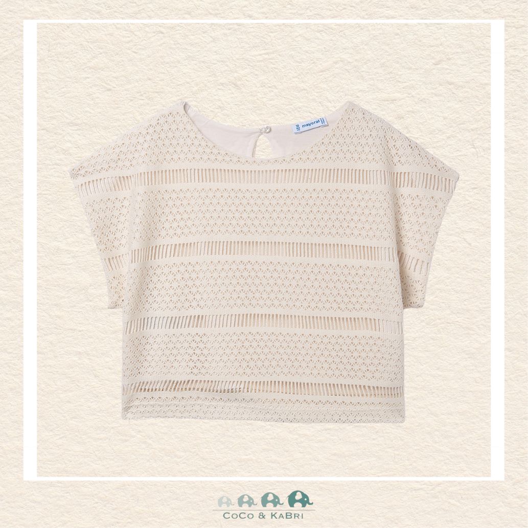 Mayoral Girl Crochet Style Top with delicate openwork detail and 100% cotton lining | Canada