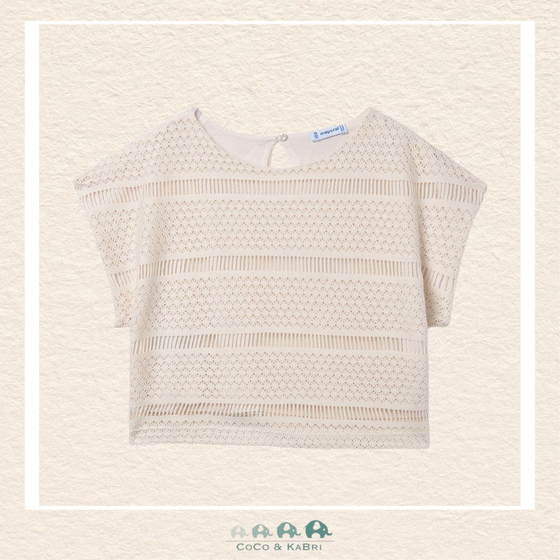Mayoral Girl Crochet Style Top with delicate openwork detail and 100% cotton lining | Canada