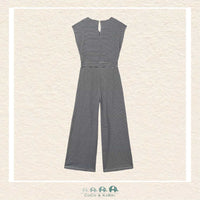 Back view of Mayoral Girls striped romper showing the relaxed fit and high-quality tailoring | Canada