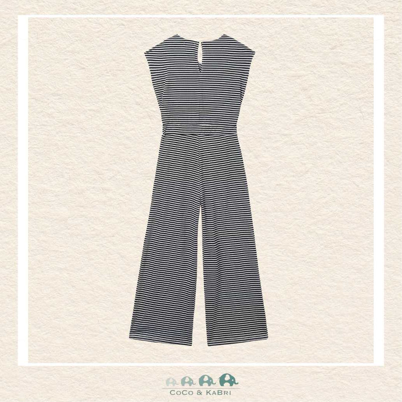 Back view of Mayoral Girls striped romper showing the relaxed fit and high-quality tailoring | Canada