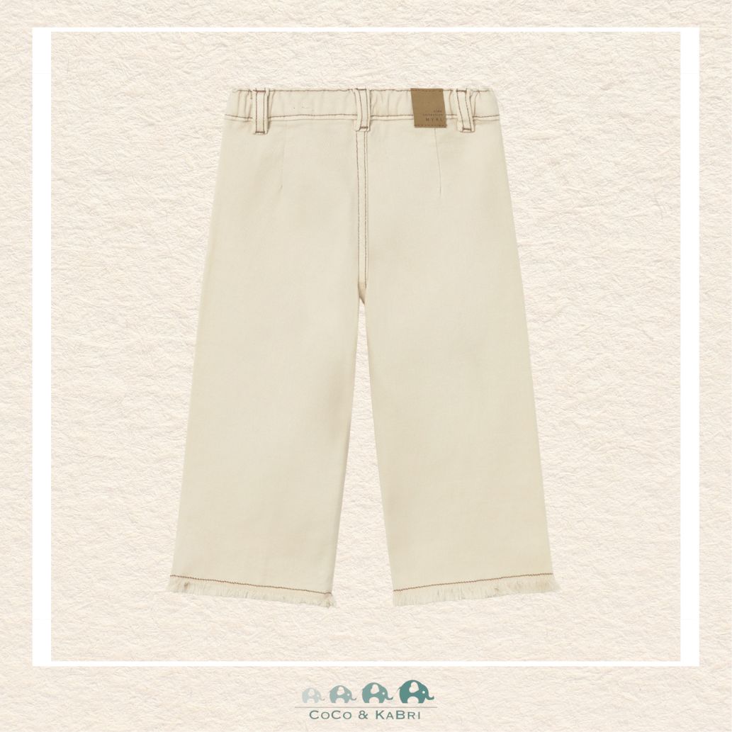 Back view of Mayoral girls chickpea pants showing the high-quality tailoring and durable cotton-stretch construction | Canada