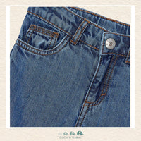 close up view of Mayoral Girls Relaxed Wide Leg Denim showing the comfortable, fluid drape | Canada