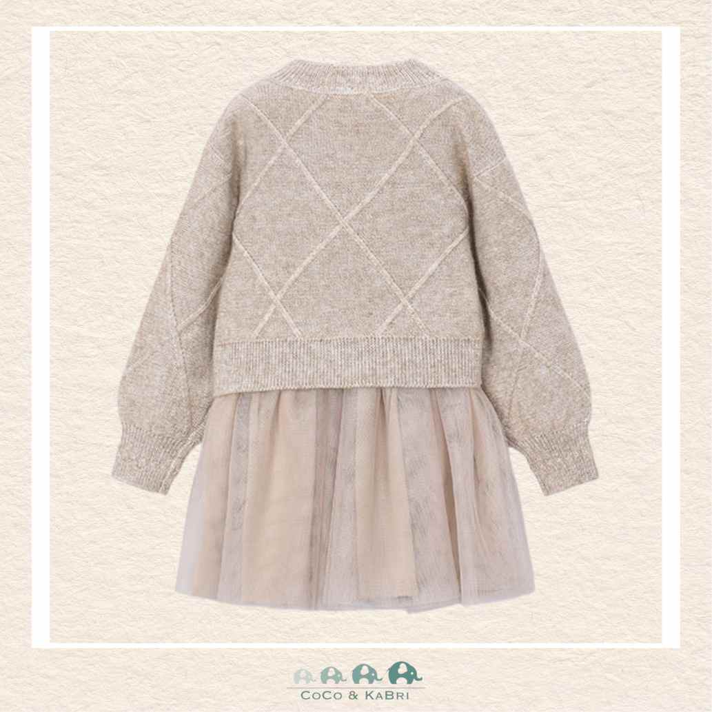 Mayoral Girls: Knit Dress- Beige, CoCo & KaBri Children's Boutique, Brooks Alberta Canada