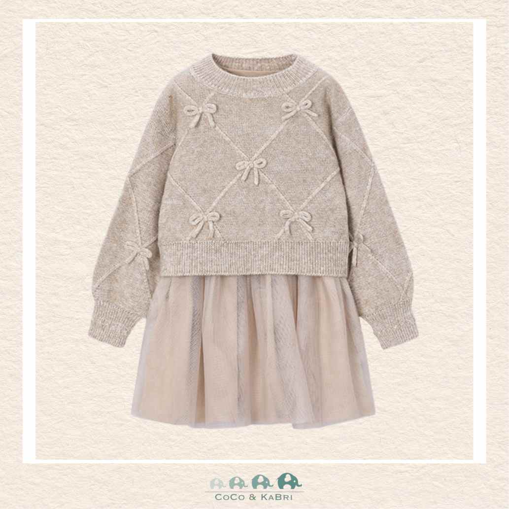 Mayoral Girls: Knit Dress- Beige, CoCo & KaBri Children's Boutique, Brooks Alberta Canada