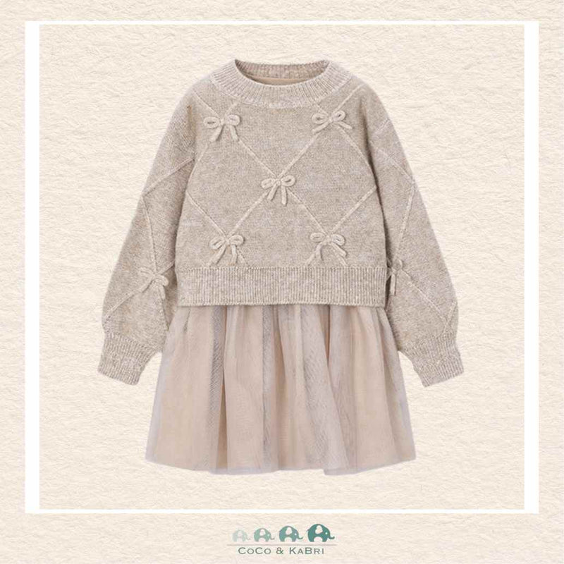 Mayoral Girls: Knit Dress- Beige, CoCo & KaBri Children's Boutique, Brooks Alberta Canada