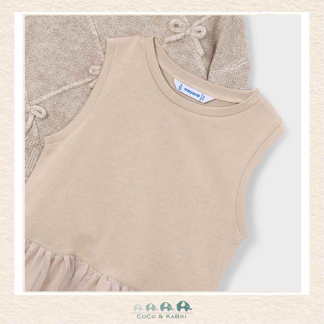 Mayoral Girls: Knit Dress- Beige, CoCo & KaBri Children's Boutique, Brooks Alberta Canada