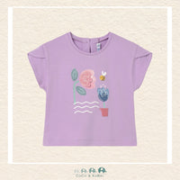 Front view of Mayoral girls purple top in a soft cotton-elastane blend for sizes 6 Months to 4 Years | Canada